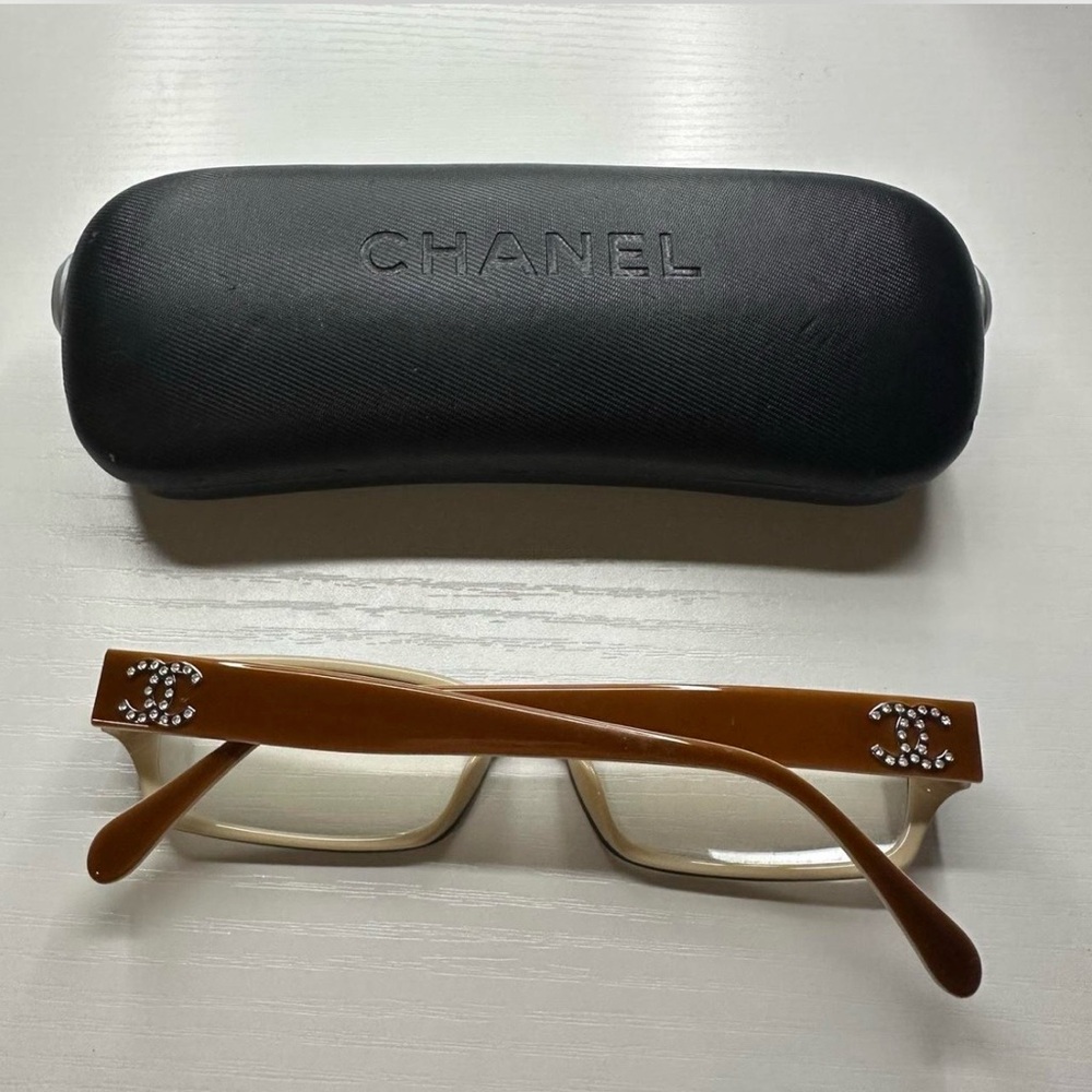 SEE CAPTION CHANEL Tan and Cream Women's Glasses